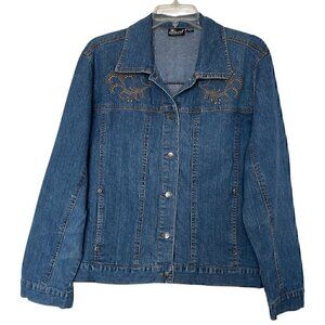 Sunburst by Morning Sun Women''s Blue Denim Jacket Size Large